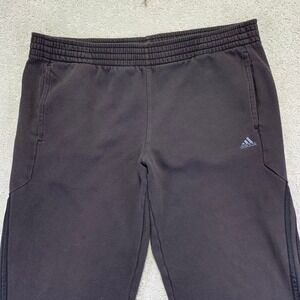 Adidas Sweatpants Mens Medium Black Faded Track Side Stripes Joggers Drawstring